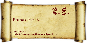 Maros Erik névjegykártya
